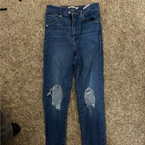 Levi's Dark Blue Ripped Skinny Jeans